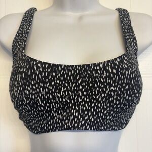 Athleta 531217 Square Neck Bikini Swim Cup Top Size 32 D/DD Black Animal Print
